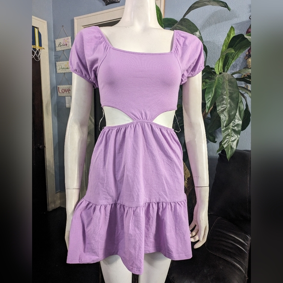 NWT Rue21 Cut Out Bodycon Ruffle Lavender Mini Dress Size XS - Picture 6 of 6